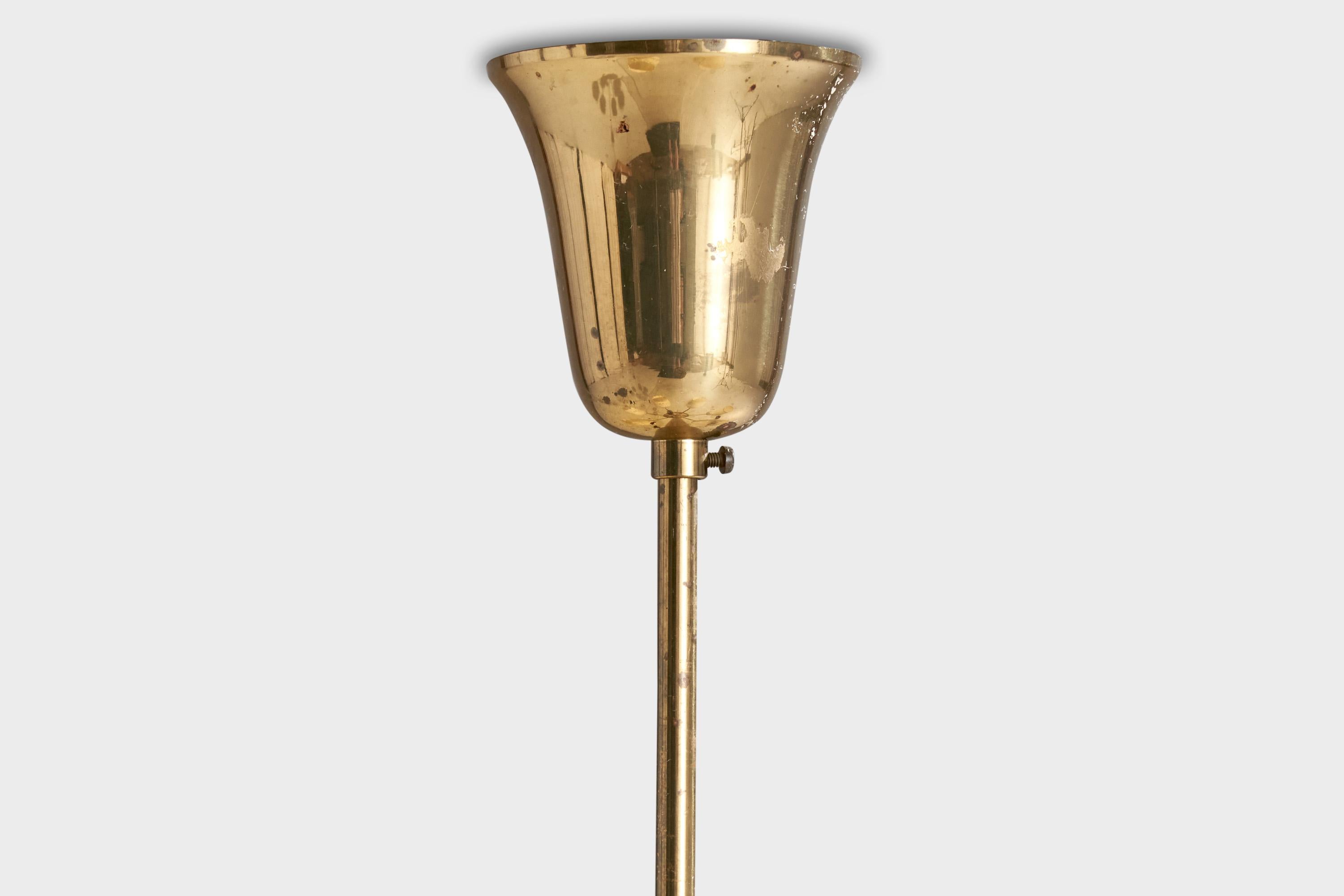 Itsu, Chandelier, Brass, Glass, Finland, 1940s For Sale 5