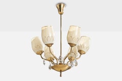 Itsu, Kronleuchter, Messing, Glas, Finnland, 1940er Jahre