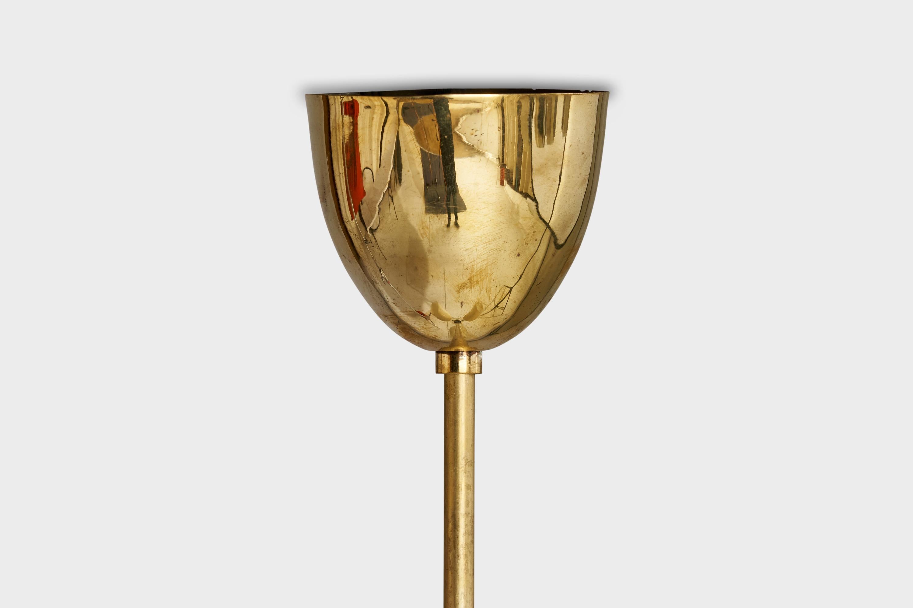 ITSU, Chandelier, Brass, Glass, Finland, 1940s 1