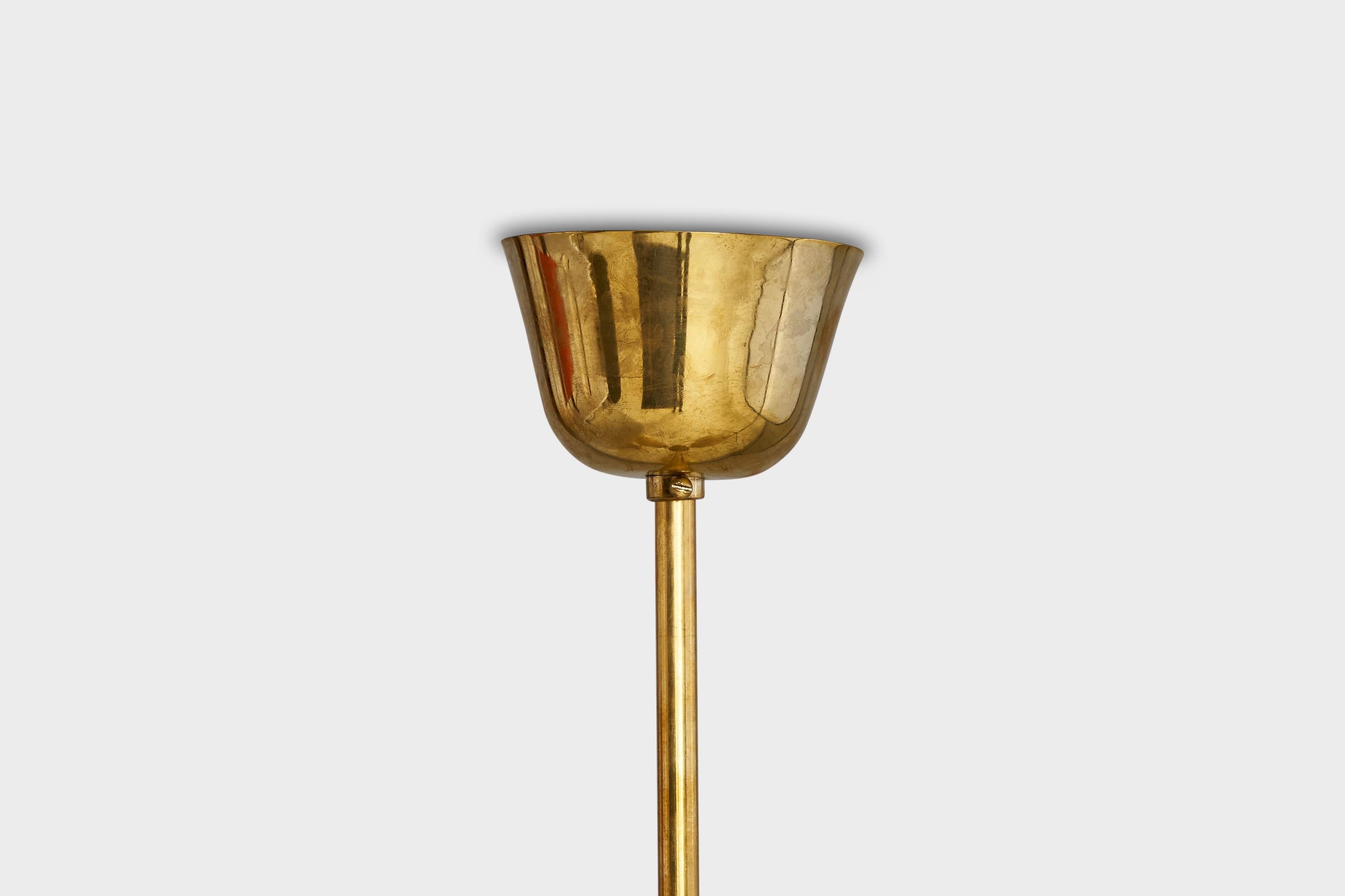 ITSU, Chandelier, Brass, Glass, Finland, 1940s For Sale 3