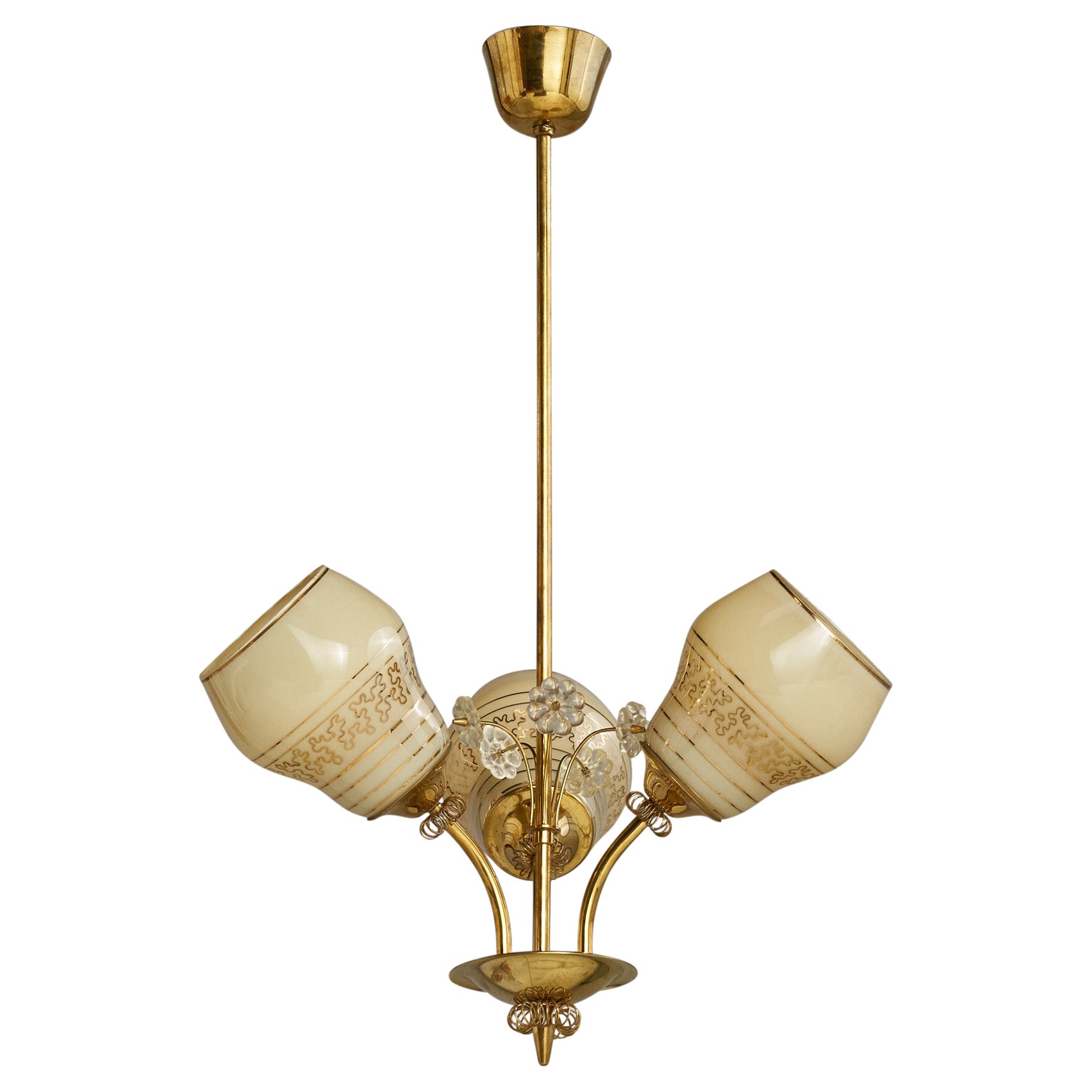 Itsu, lampadario, ottone, vetro, Finlandia, anni '40