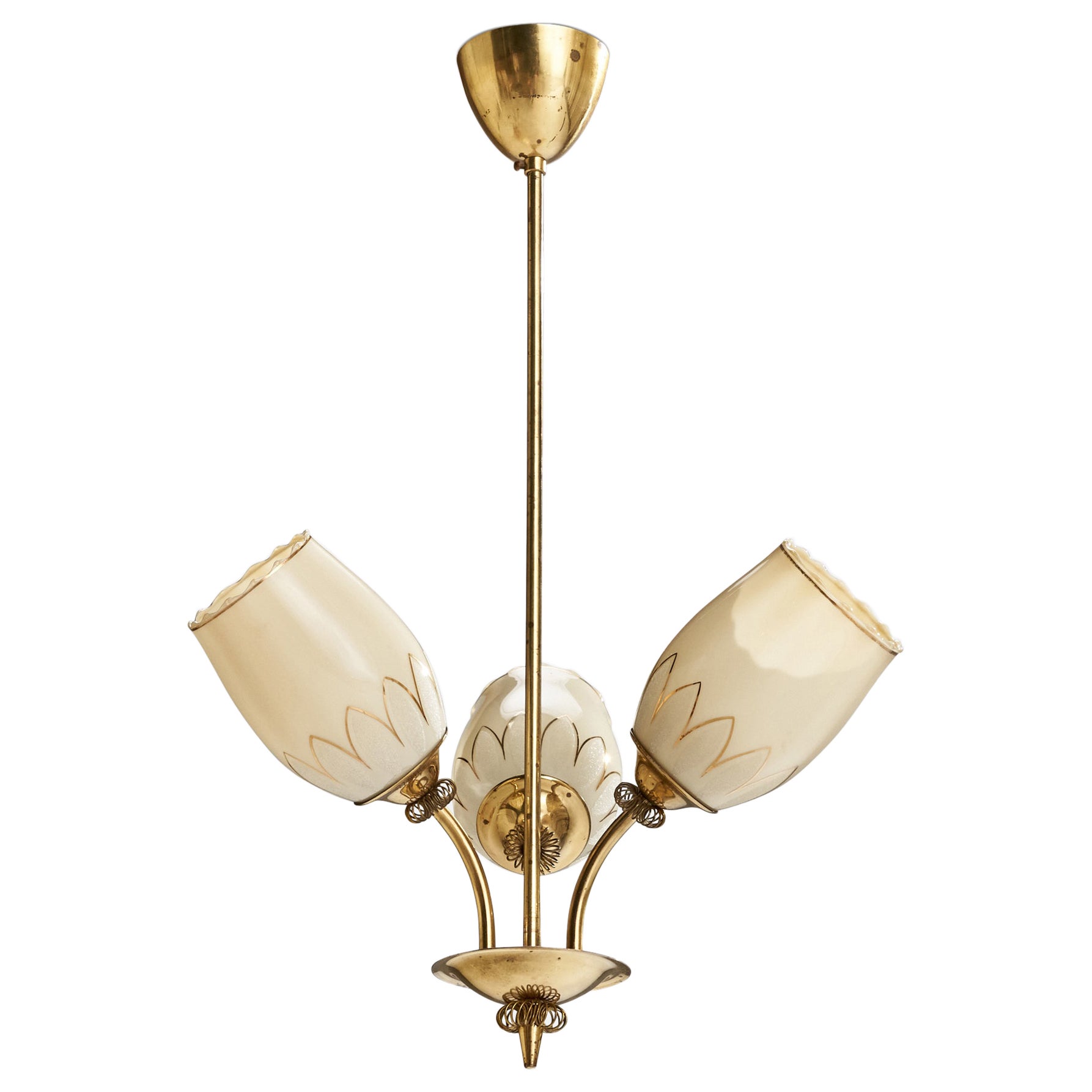 ITSU, lustre, laiton, verre, Finlande, années 1940