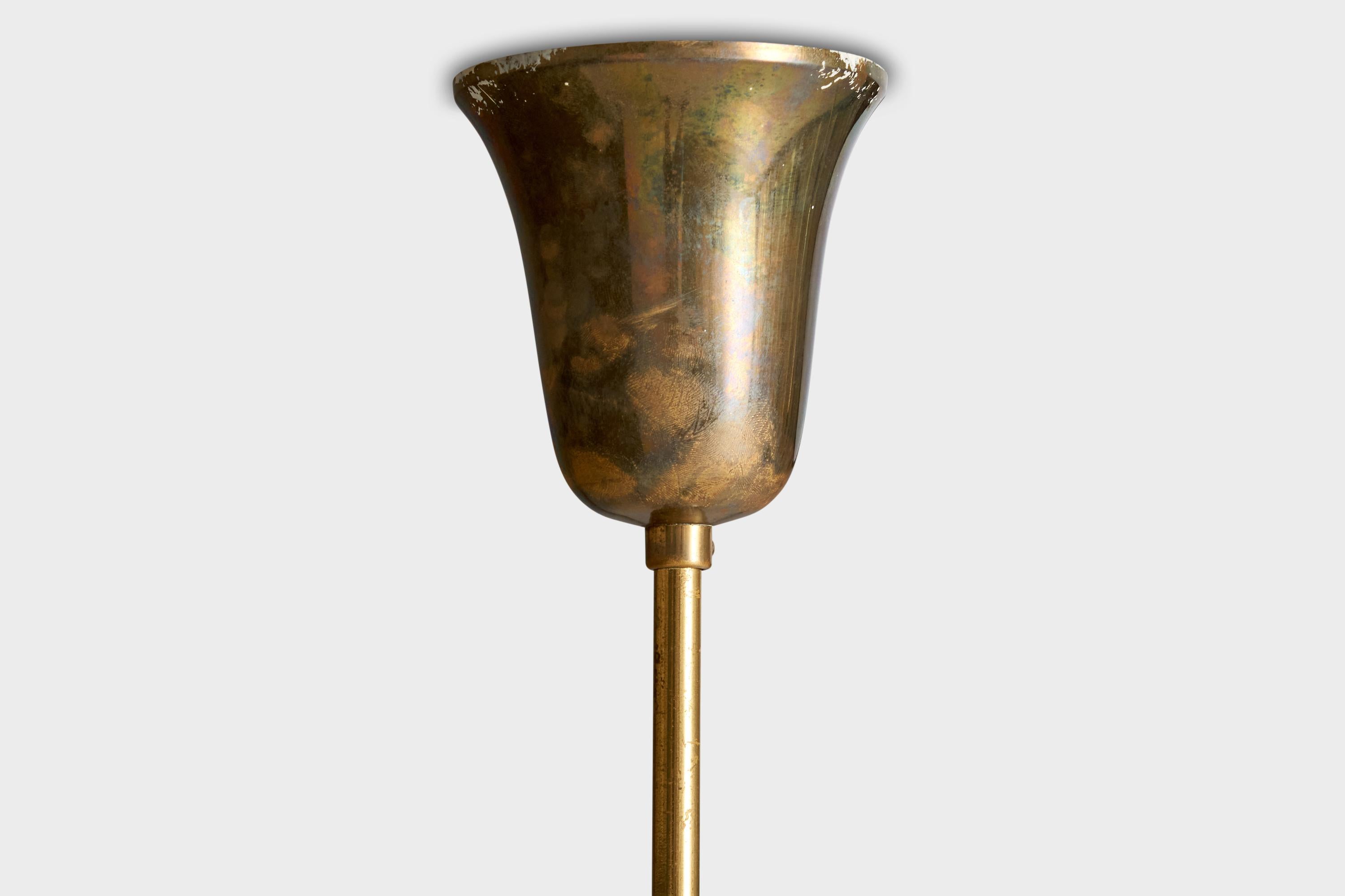 ITSU, Chandelier, Brass, Glass, Finland, 1950s For Sale 4