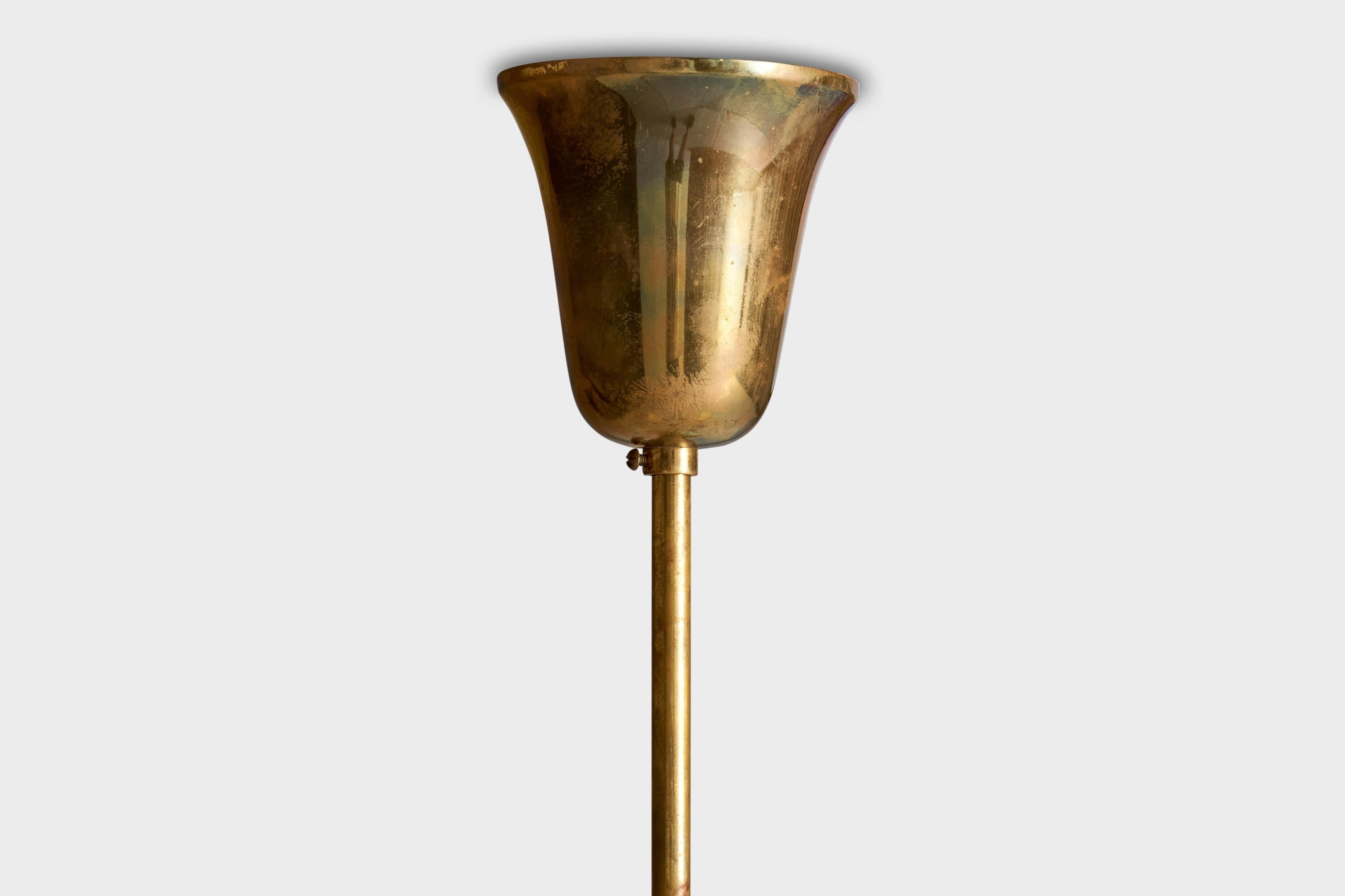 ITSU, Chandelier, Brass, Glass, Finland, 1950s 5