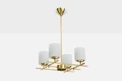 Itsu, Chandelier, Brass, Glass, Finland, 1950s
