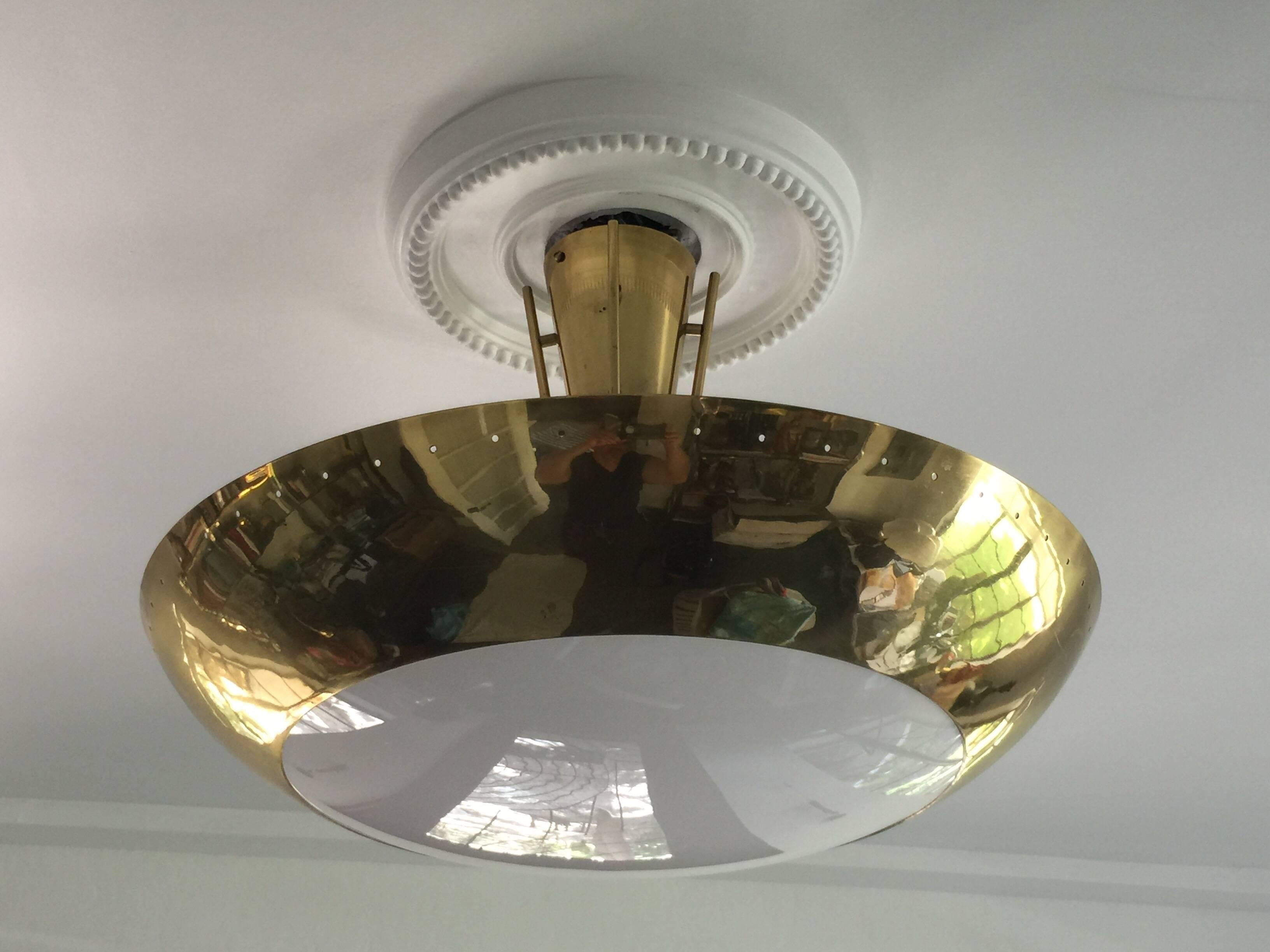 Itsu Finland Brass Flush Mount Light Fixture In Excellent Condition In East Hampton, NY