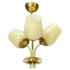 Itsu, Finnish Modern, Pendant Light, Opal Glass, Finland, 1940s