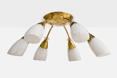 Itsu, Flush Mount, Messing, Glas, Finnland, 1950er Jahre