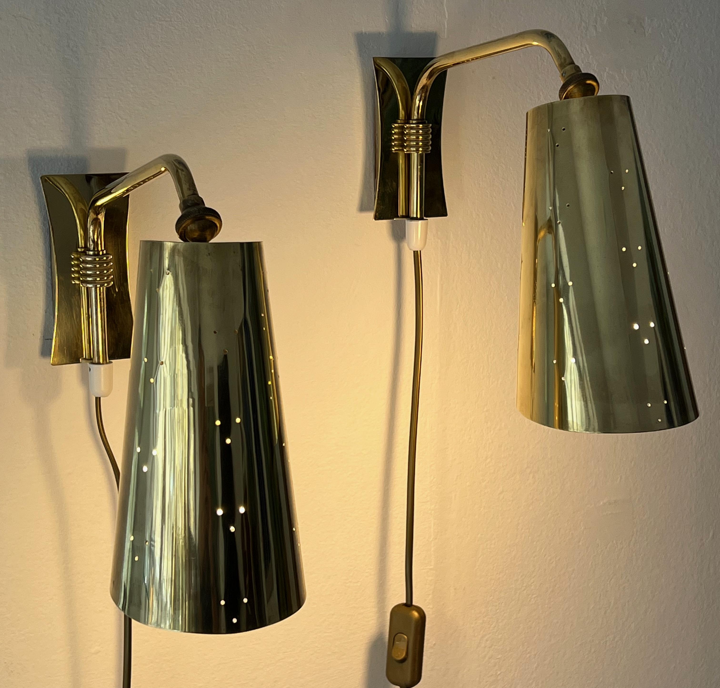 Itsu Oy - Brass Wall Lights - 1950`s For Sale 4