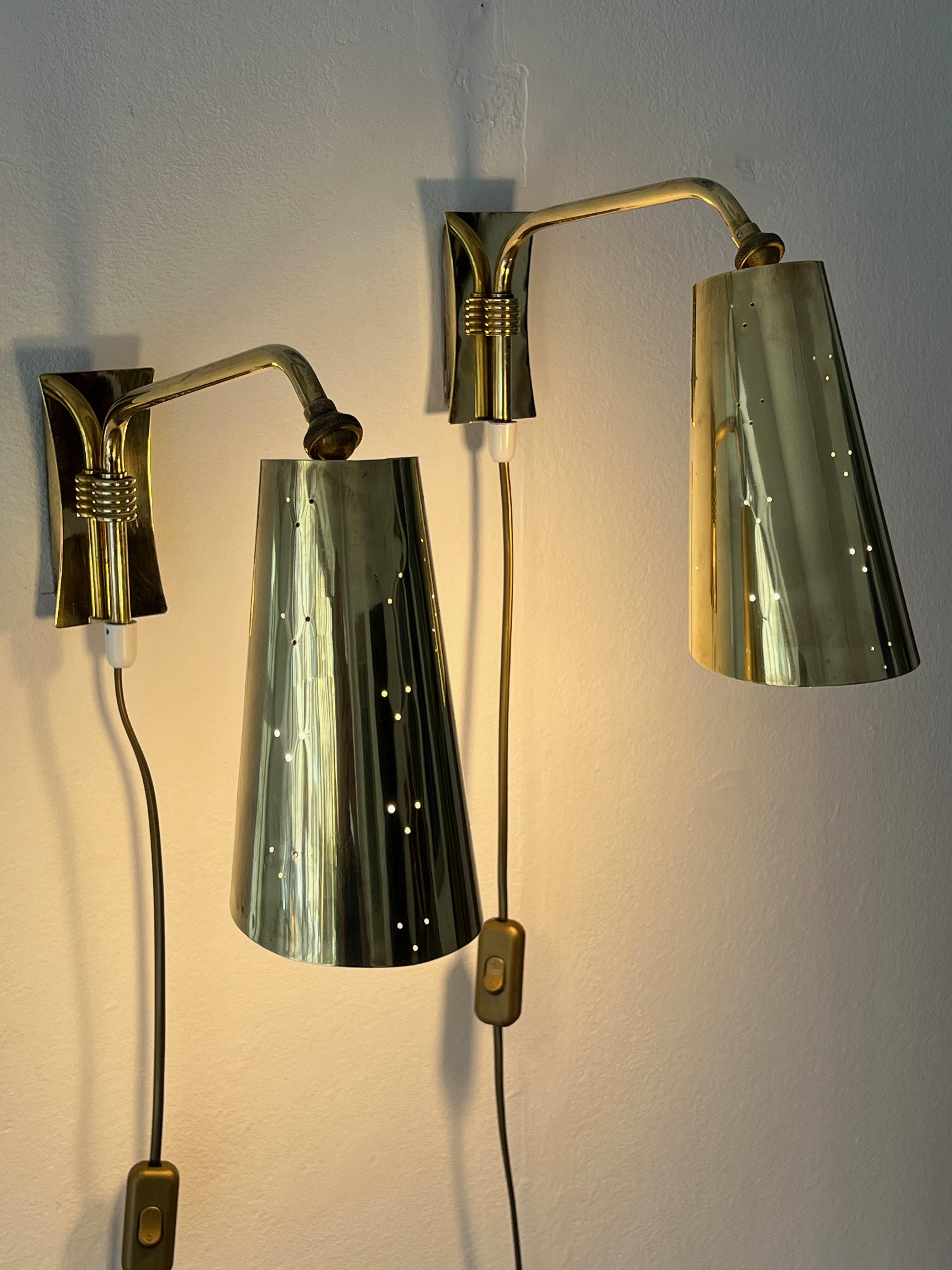 Itsu Oy Brass Wall Lights from 1950`s 