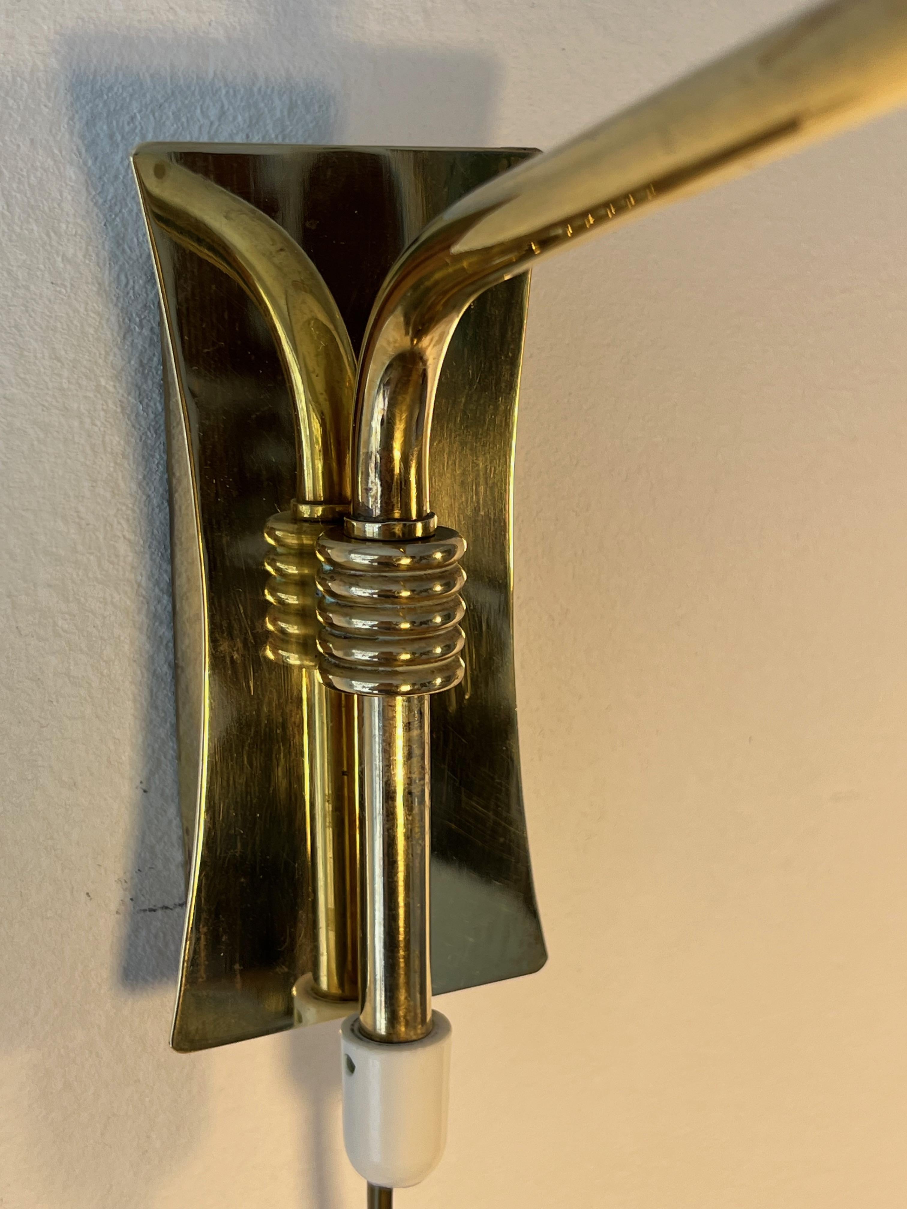 Finnish Itsu Oy - Brass Wall Lights - 1950`s For Sale