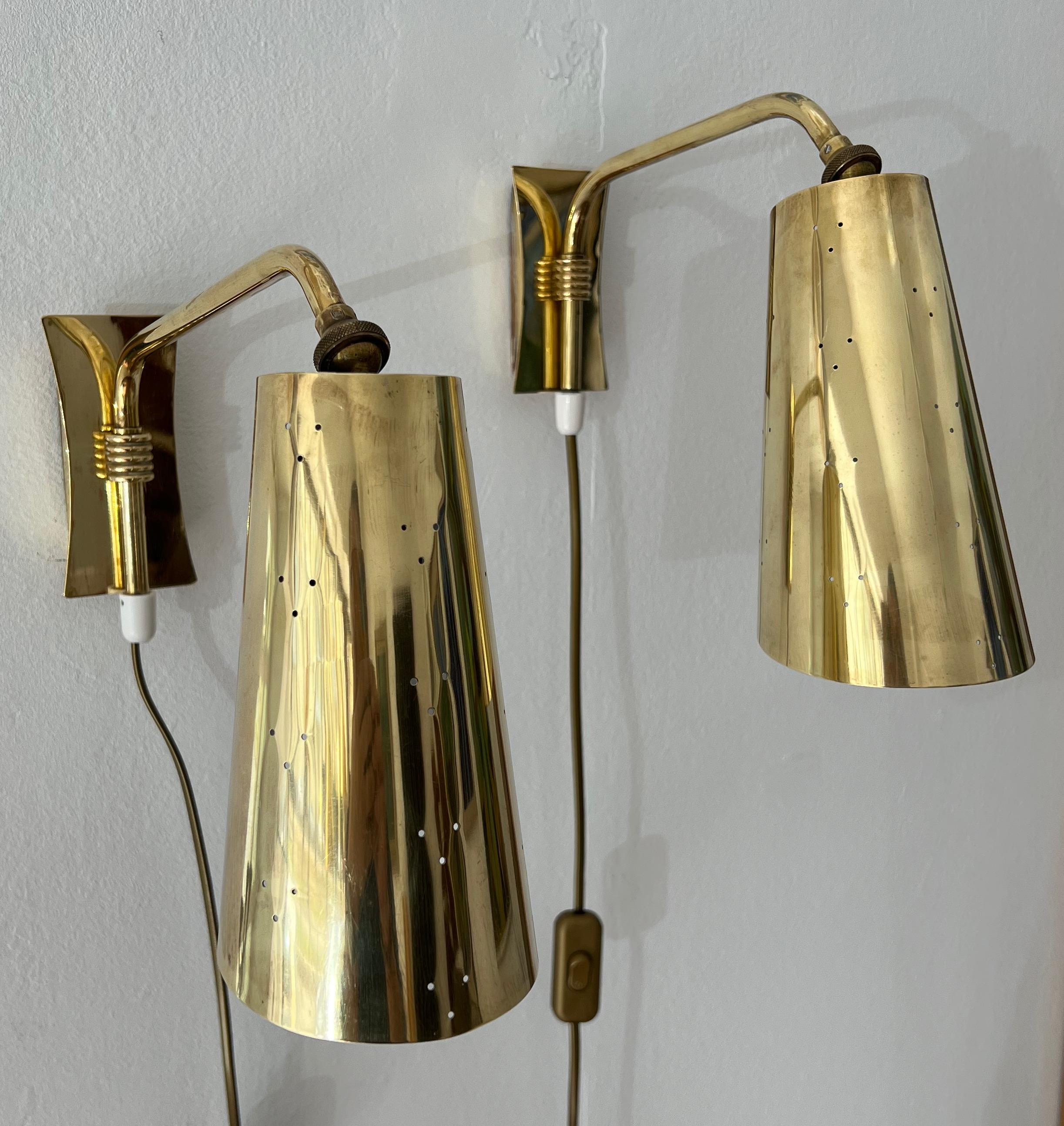 20th Century Itsu Oy - Brass Wall Lights - 1950`s For Sale