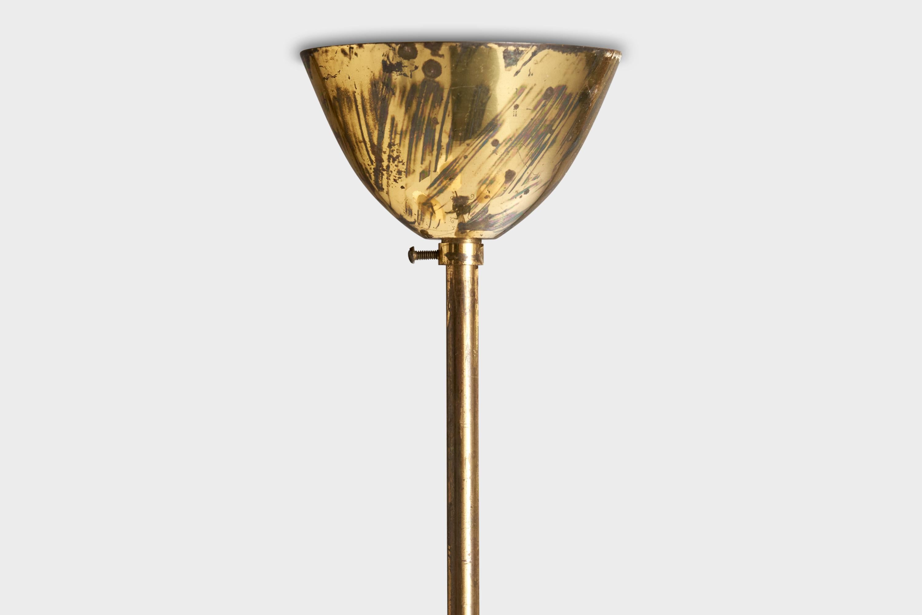 Itsu OY, Chandelier, Brass, Glass, Finland, 1940s For Sale 3