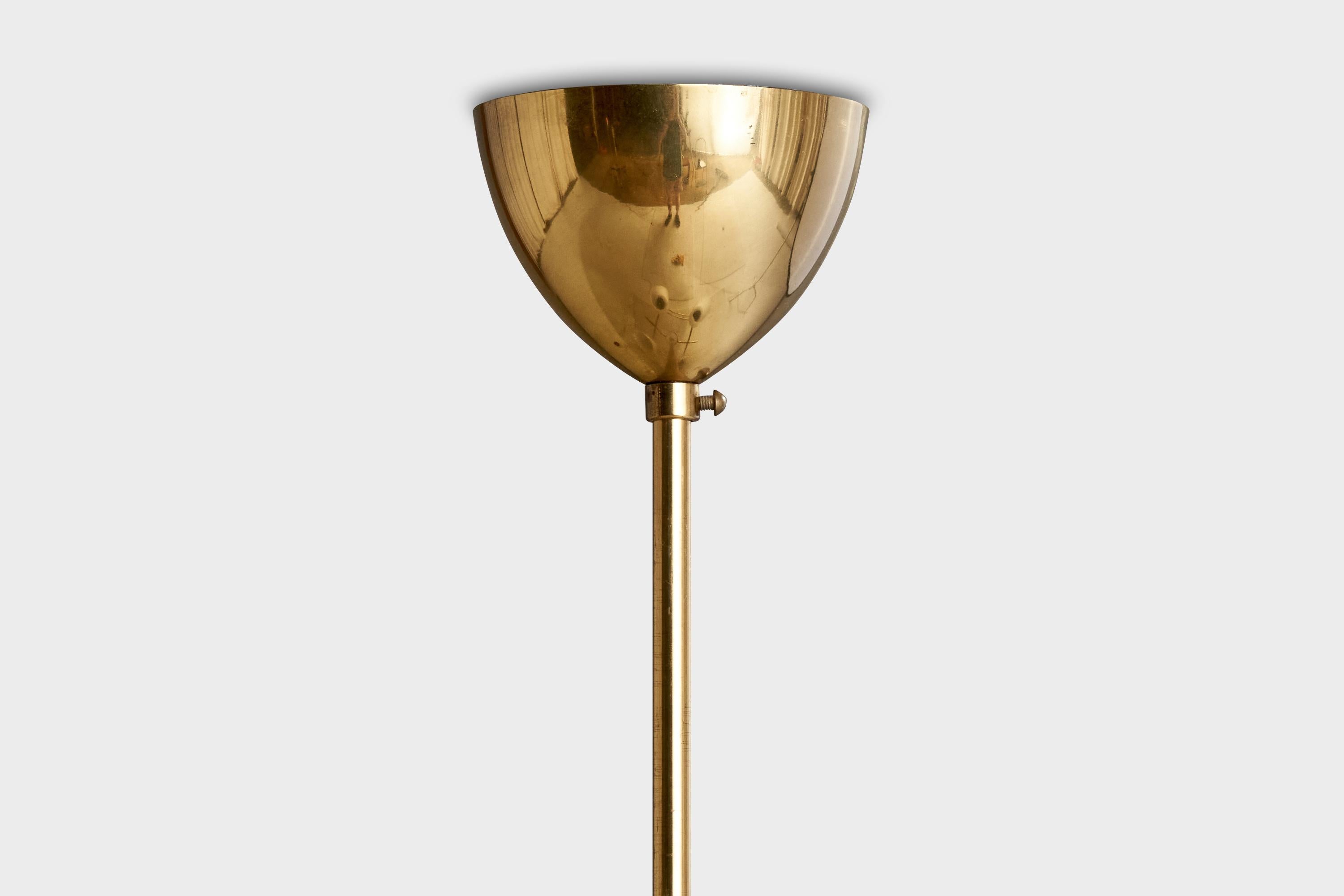 Itsu OY, Chandelier, Brass, Glass, Finland, 1950s For Sale 6