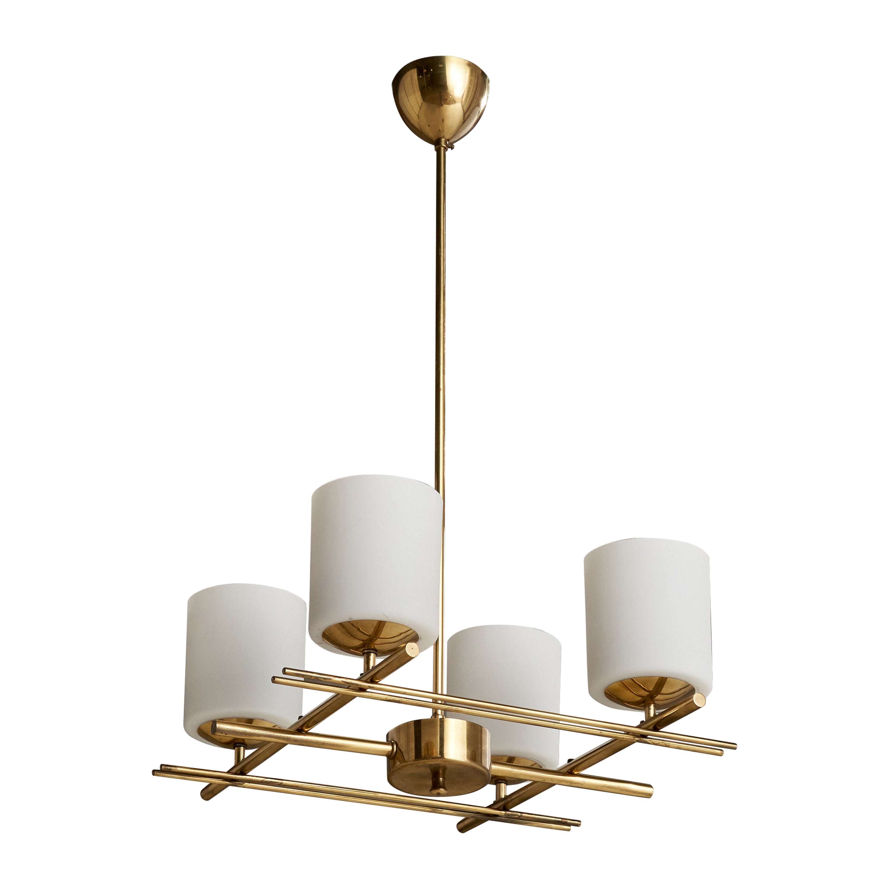 Itsu OY, lampadario, ottone, vetro, Finlandia, anni '50
