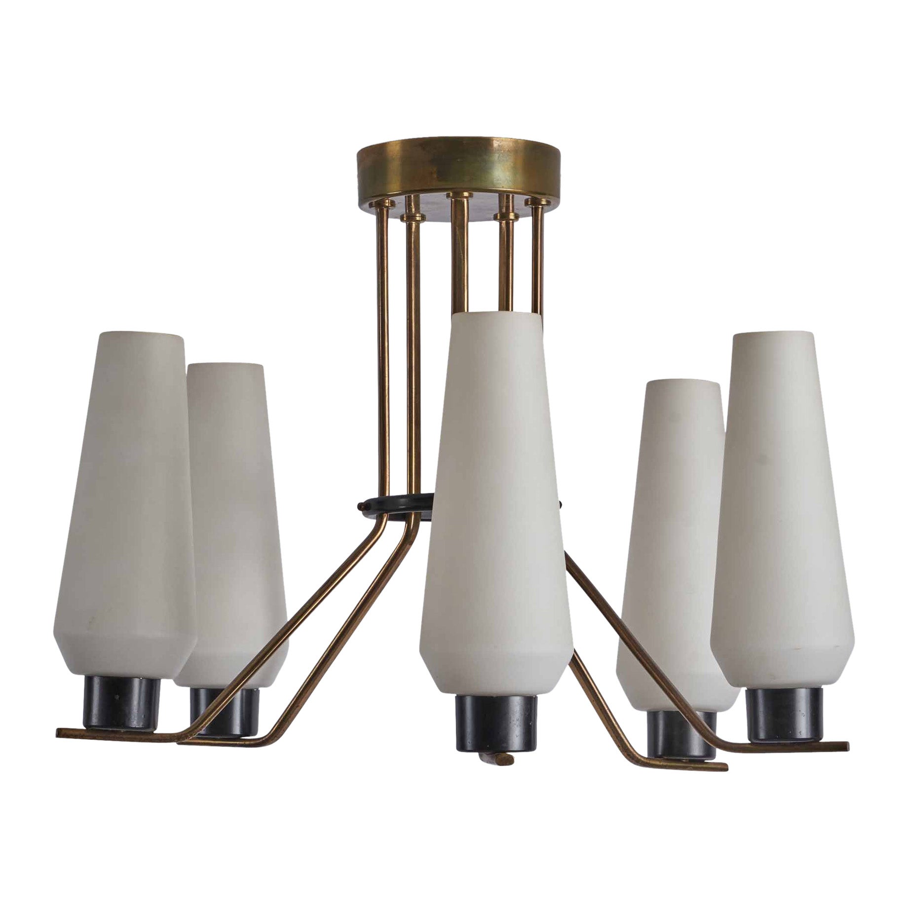 Itsu OY, lampadario, ottone, metallo, vetro, Finlandia, anni '50