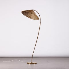 Lampada da terra organica in ottone e canna di Itsu Oy, Finlandia, anni '50