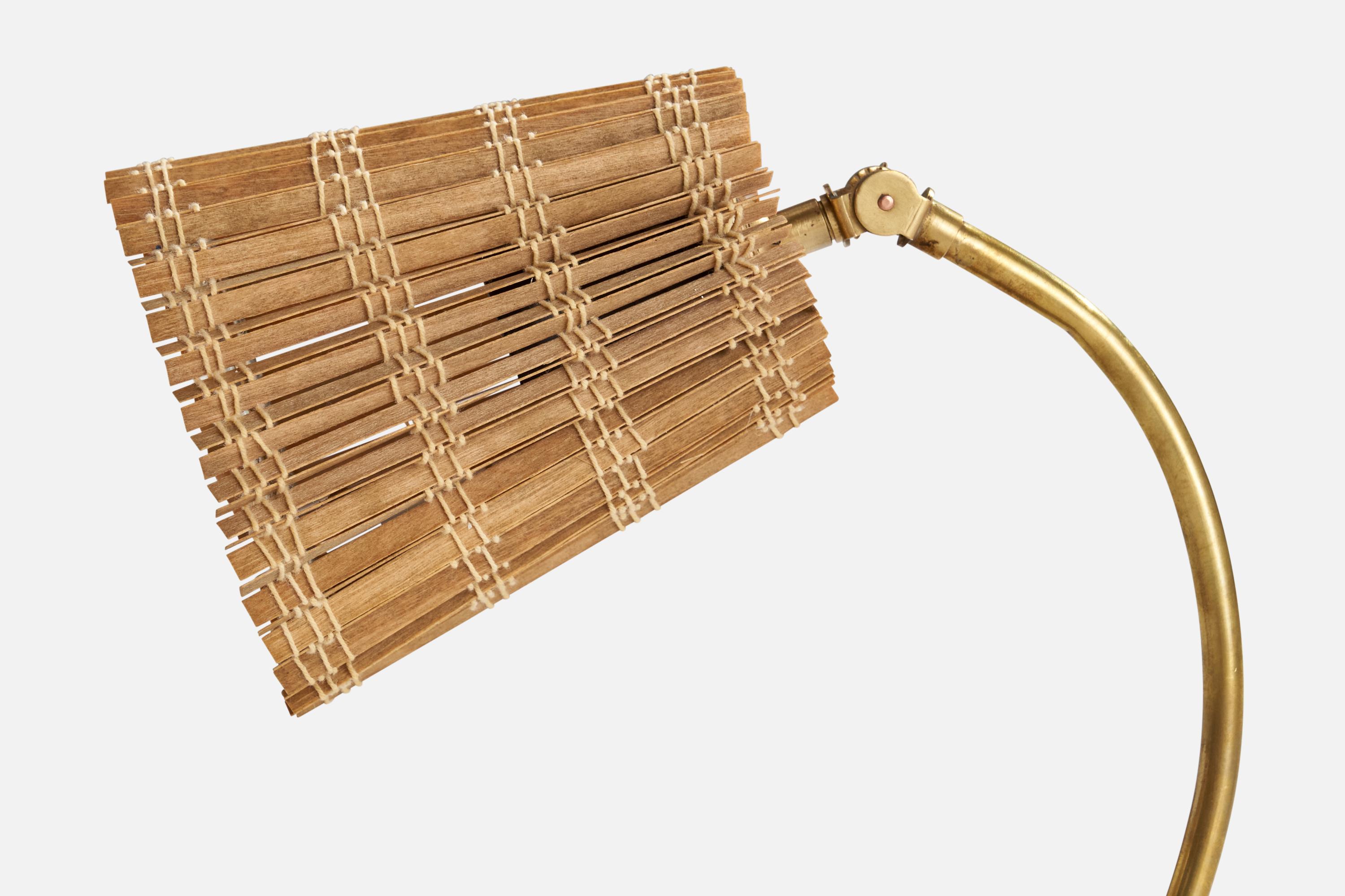 Itsu OY, Tischlampe, Messing, Schilf, Finnland, 1950er Jahre (Skandinavische Moderne) im Angebot