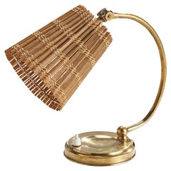 Itsu OY, Table Lamp, Brass, Reed, Finland, 1950s
