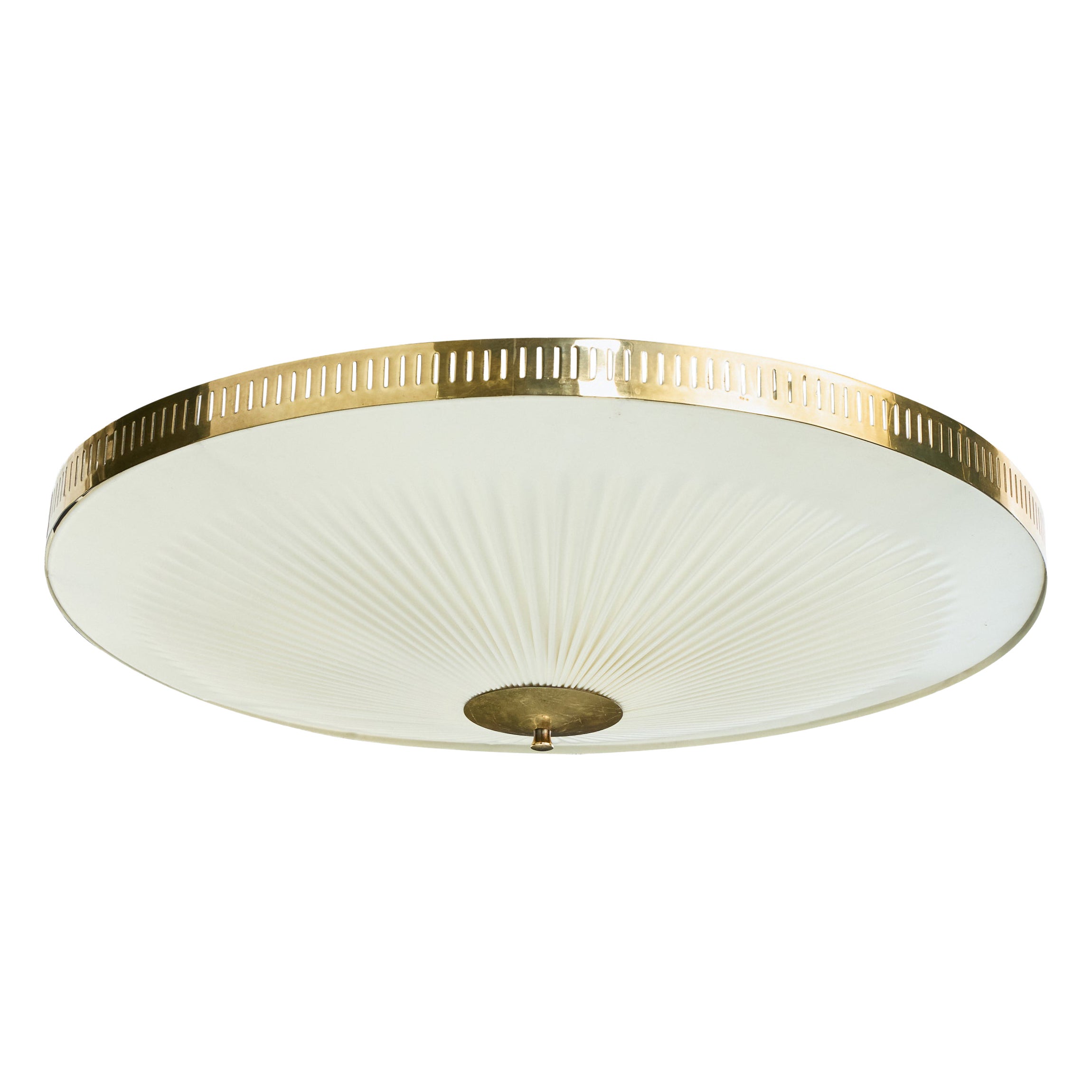 Itsu, Pendant Light, Brass, Fabric, Finland, 1960s