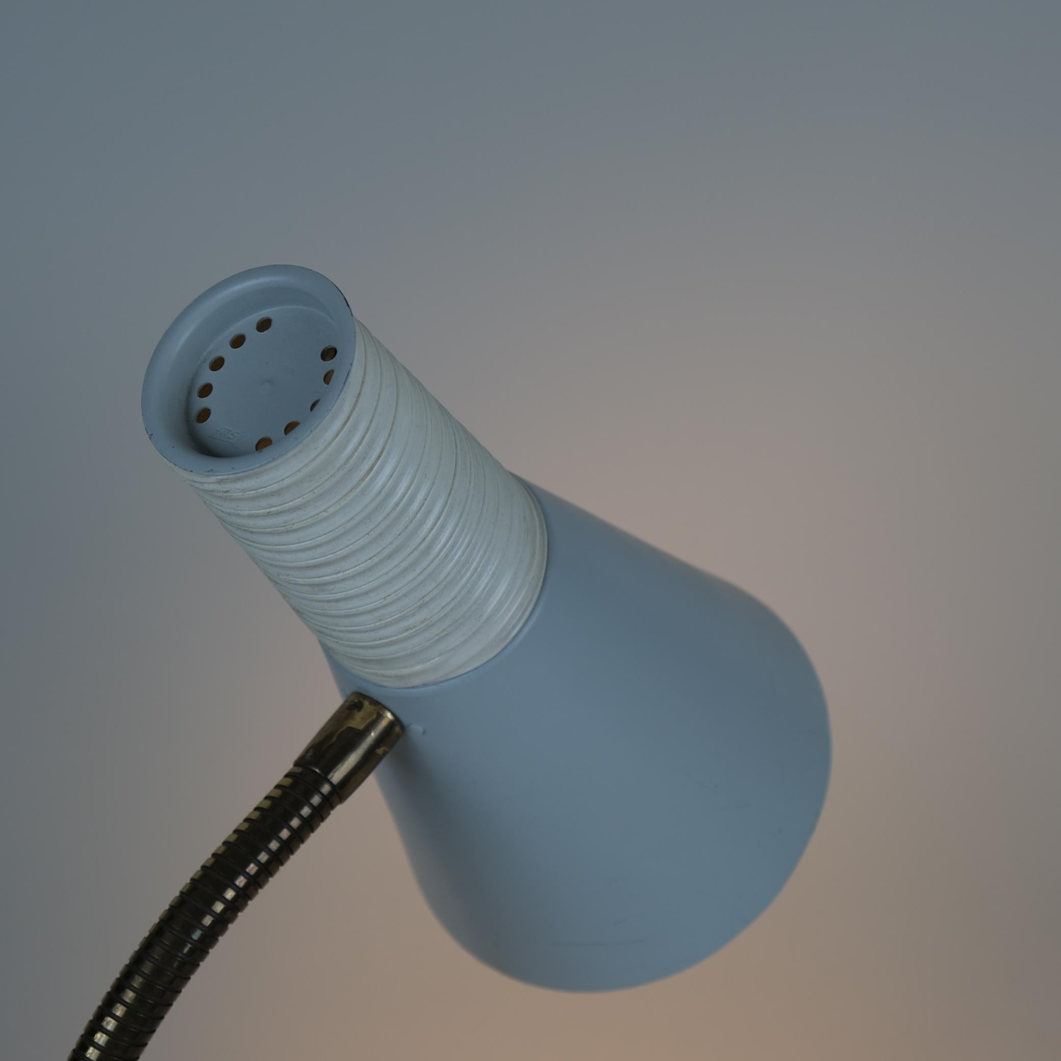 Mid-20th Century Itsu Table Lamp Ak 21 in White, Gray, Leather and Brass, 1950s For Sale