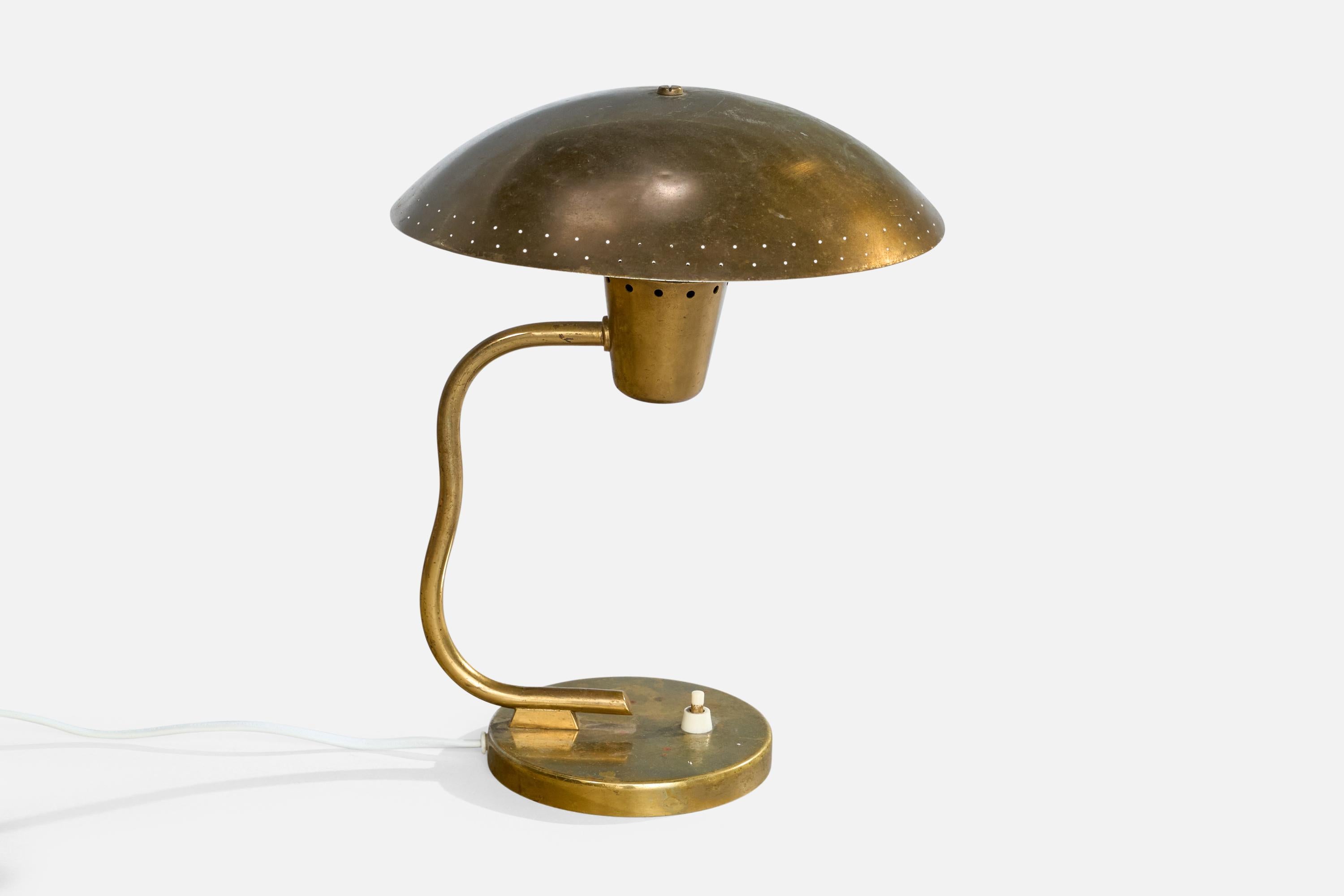 Finnish Itsu, Table Lamp, Brass, Finland, 1950s For Sale