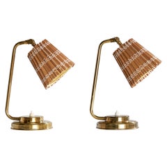 Itsu, Tischlampen, Messing, Schilf, Finnland, 1950er Jahre