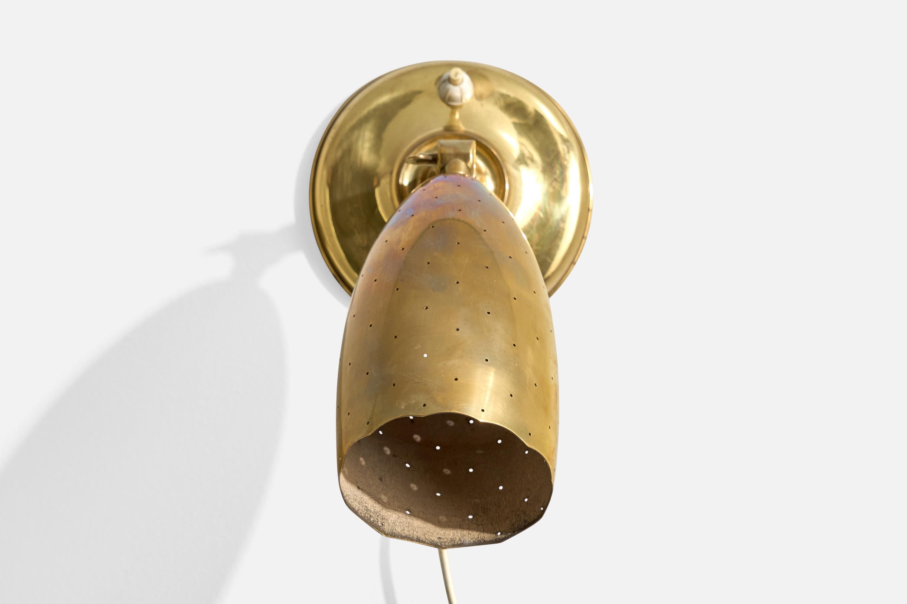 Scandinavian Modern Itsu, Wall Light, Brass, Finland, 1950s For Sale