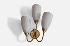 Itsu, Wall Light, Brass, Glass, Finland, 1940s