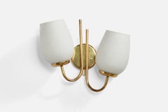 Itsu, Wall Light, Brass, Glass, Italy, 1940s