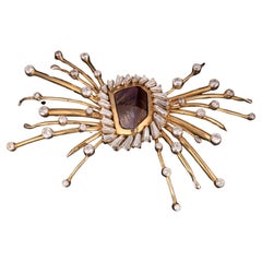Broche araignée Itsy Bitsy de Shinobu Ichianygi, grenat arc-en-ciel, 18 carats, 3,8 carats diamants