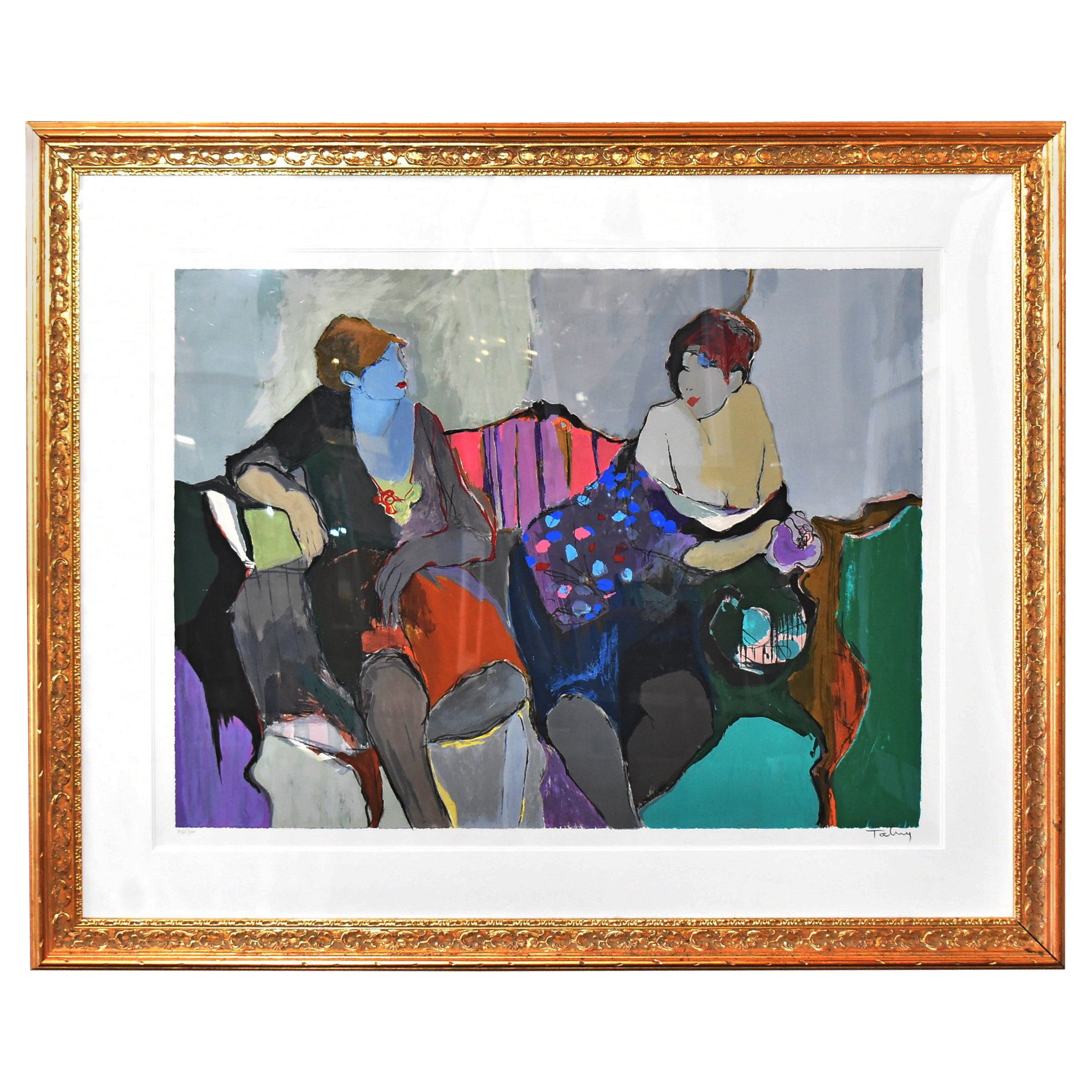 Itzchak Tarkay Limited Edition Serigraph "Two Women On A Sofa" 1980 152/300