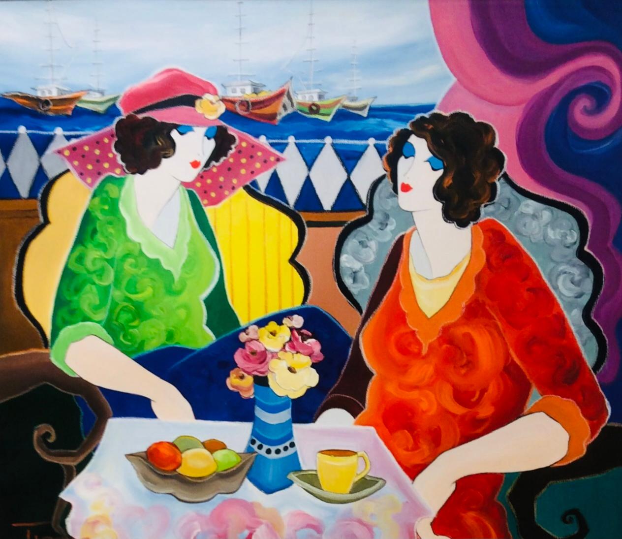 Itzchak Tarkay - TEA TIME For Sale at 1stDibs | tarkay paintings ...
