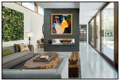 Itzchak Tarkay Large Oil Painting On Canvas All Original Cafe Portrait Signed