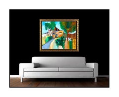 Itzchak Tarkay Large Original Oil Painting On Canvas Signed Landscape Authentic