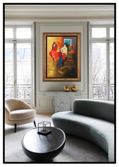 Itzchak Tarkay Large Original Painting Acrylic On Canvas Signed Rachelle Naomi