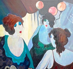 Itzchak Tarkay Original Oil Painting "De grands amis"