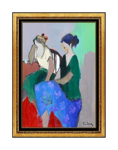 Itzchak Tarkay Original Oil Painting On Canvas Signed Cafe Ladies Portrait Art