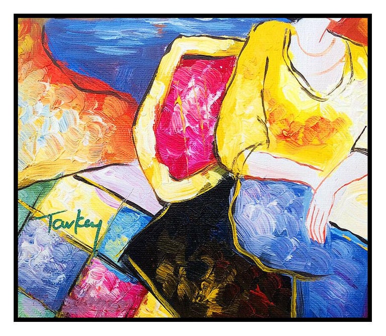 Itzchak Tarkay Itzchak Tarkay Original Oil Painting On Canvas Signed Female Cafe Portrait Art