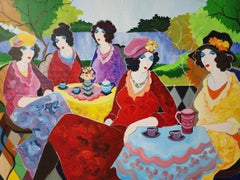 TARKAY, ITZCHAK "LAKE CAFE" 2000, ORIGINAL ACRYLIC ON CANVAS 36X48