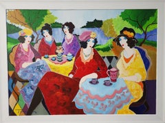 TARKAY, ITZCHAK "LAKE CAFE" 2000, ORIGINAL ACRYLIC ON CANVAS 36X48