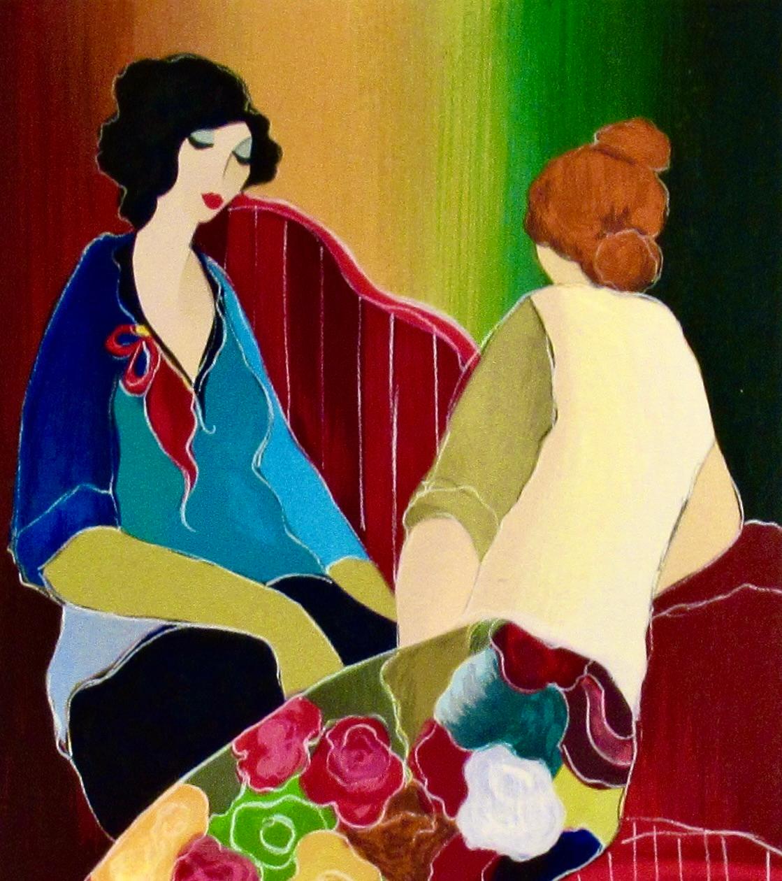 Confiding - Noir Figurative Print par Itzchak Tarkay