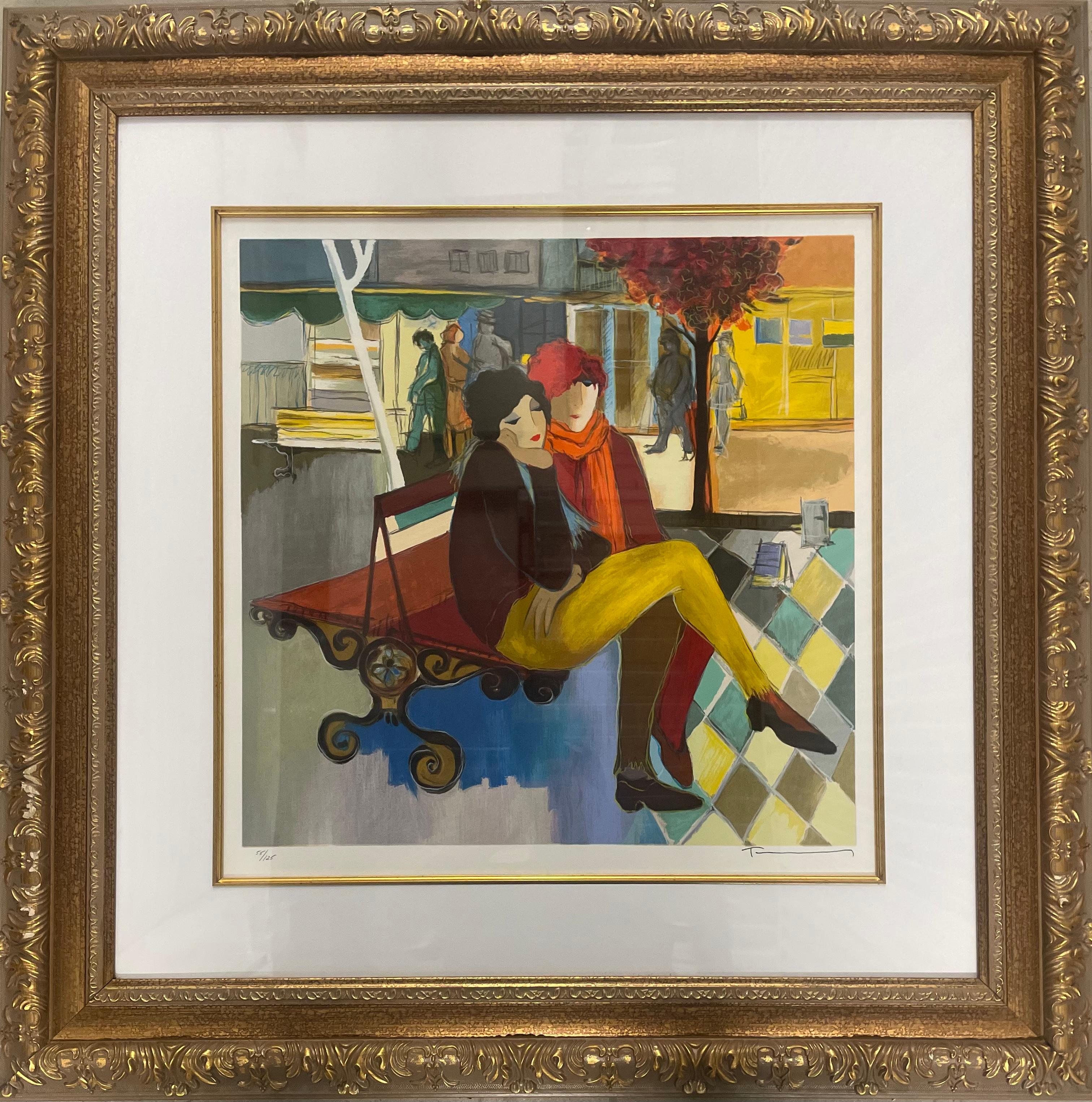 “Cozy Bench” - Print by Itzchak Tarkay