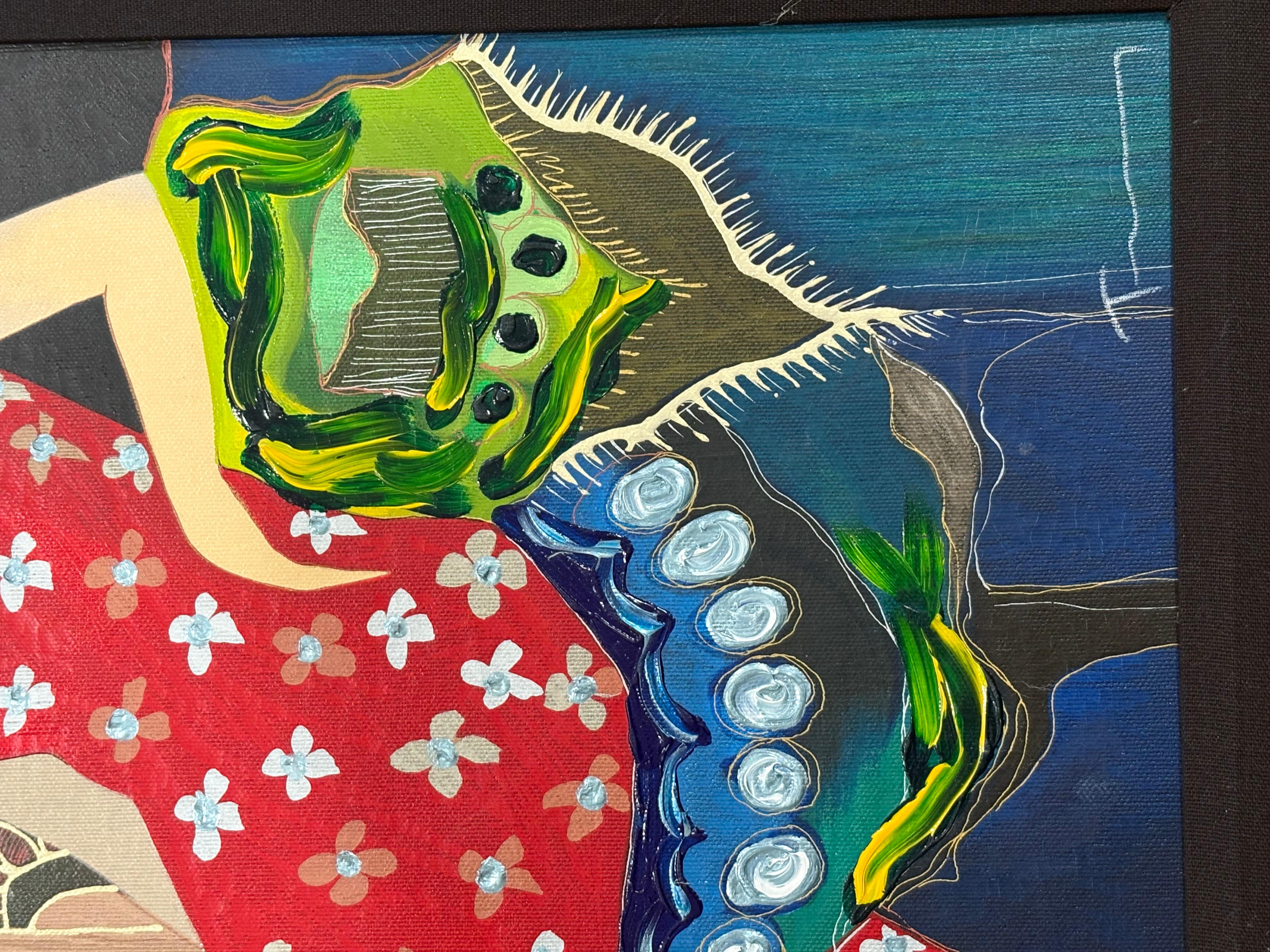 This is an tarkay hand embellished print signed and numbered. In good condition measures 26x22