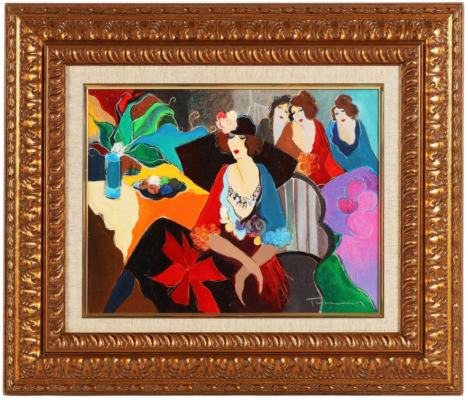 Four After the Party, Hand Embellished Serigraph On Linen, 120/150, Framed