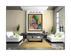 Itzchak Tarkay Color Serigraph Large Embossed Female Portrait Cafe Signed Art