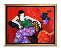 Itzchak Tarkay Large Embossed Color Serigraph Female Portrait Hand Signed Art