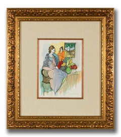 Itzchak Tarkay "Amici in visita" 2001 Serigrafia firmata, prova d'artista