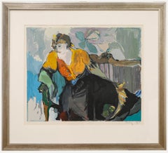 Itzchak Tarksay (1935-2012) - Framed Contemporary Serigraph, Lady on the Bench