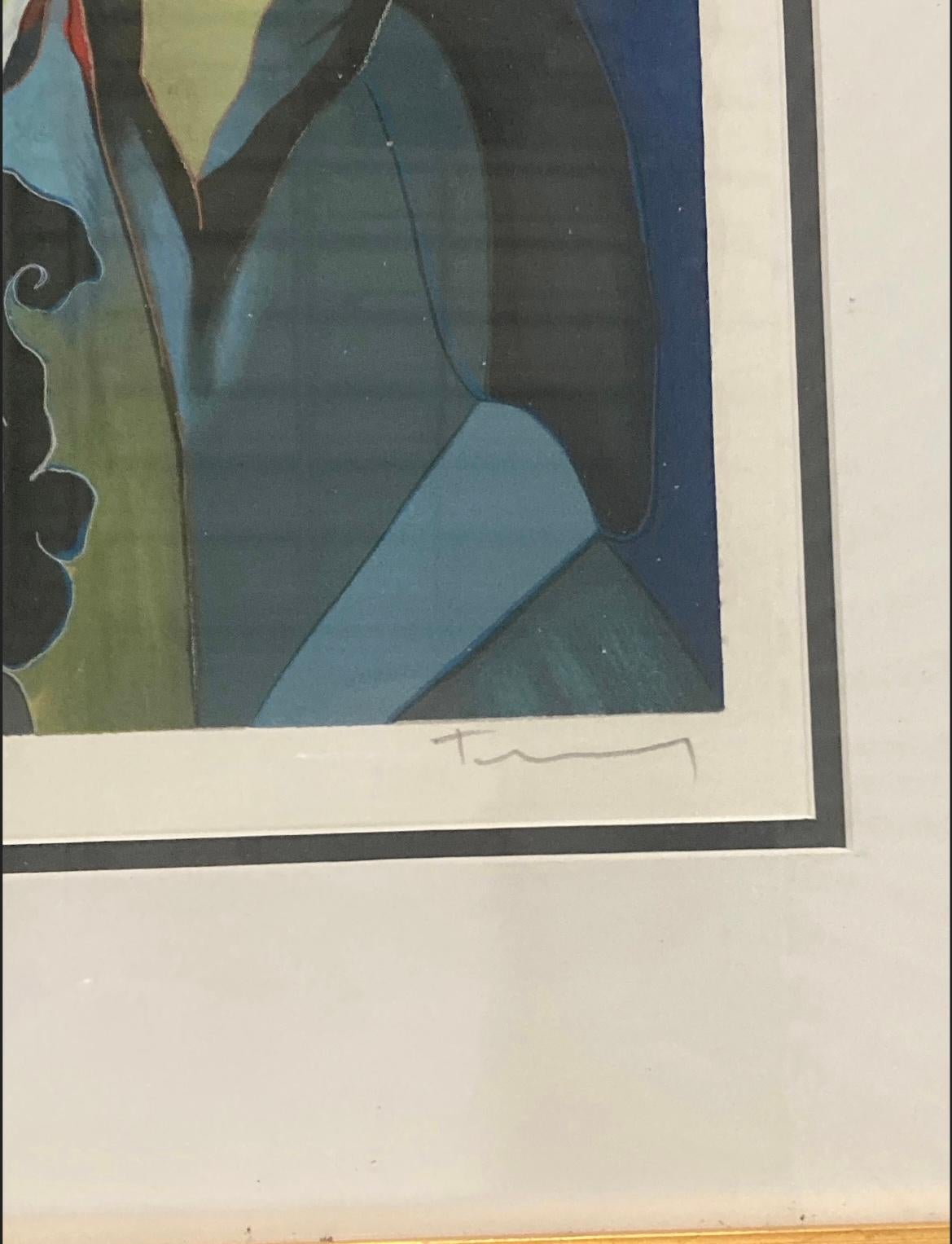Itzchak Tarkay, “Jessica and Linda Sharing Secrets” - Signed, Ltd Ed Serigraph. in good condition measures 23x21